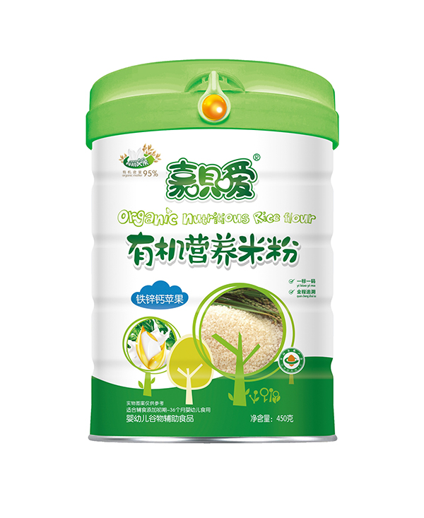 嘉唄噯有機營養(yǎng)米粉聽裝 鐵鋅鈣蘋果