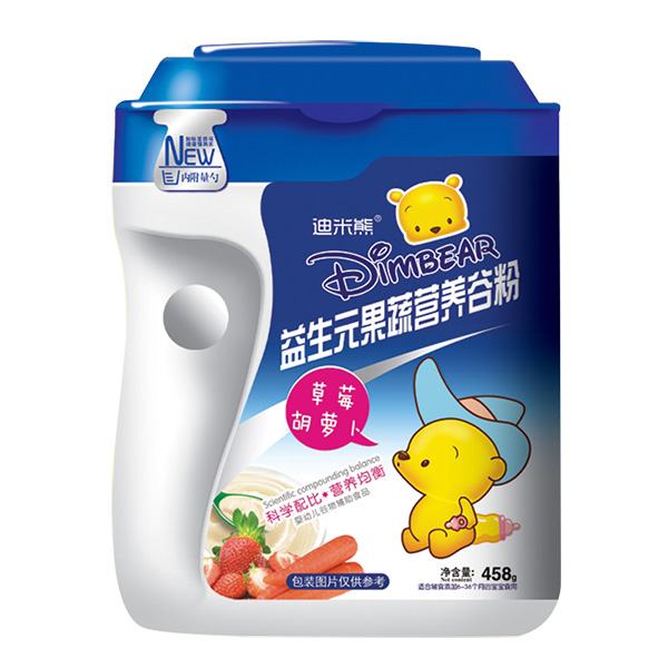 迪米熊益生元果蔬營養(yǎng)谷粉-草莓胡蘿卜桶裝